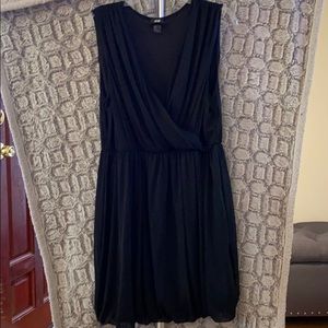 H&M black, cross front bubble hem dress